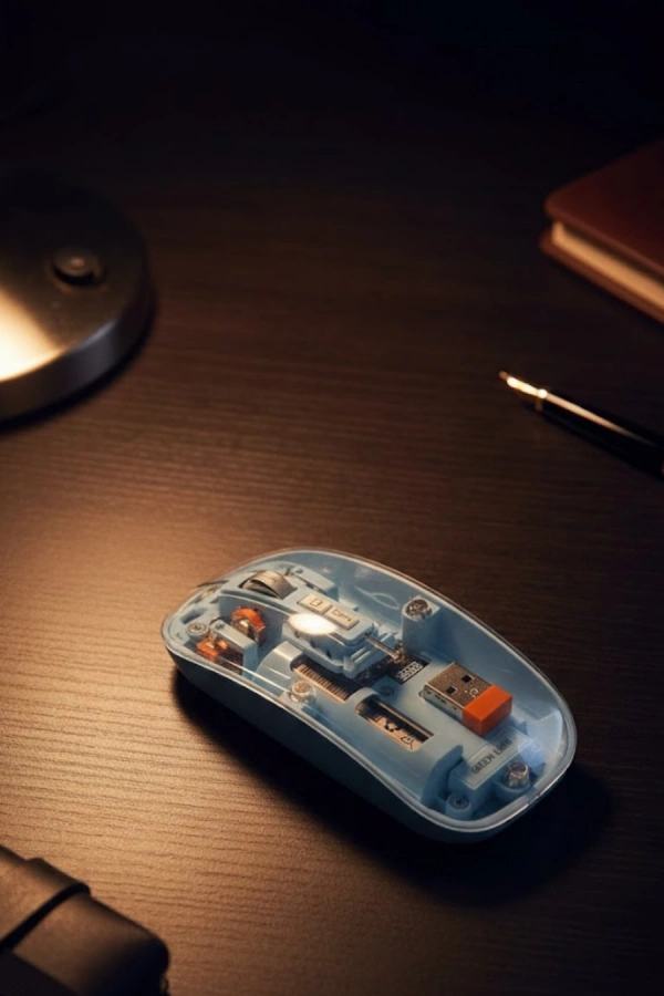 800 1600 DPI Ayarlanabilir Mavi Kablosuz Mouse Pilli