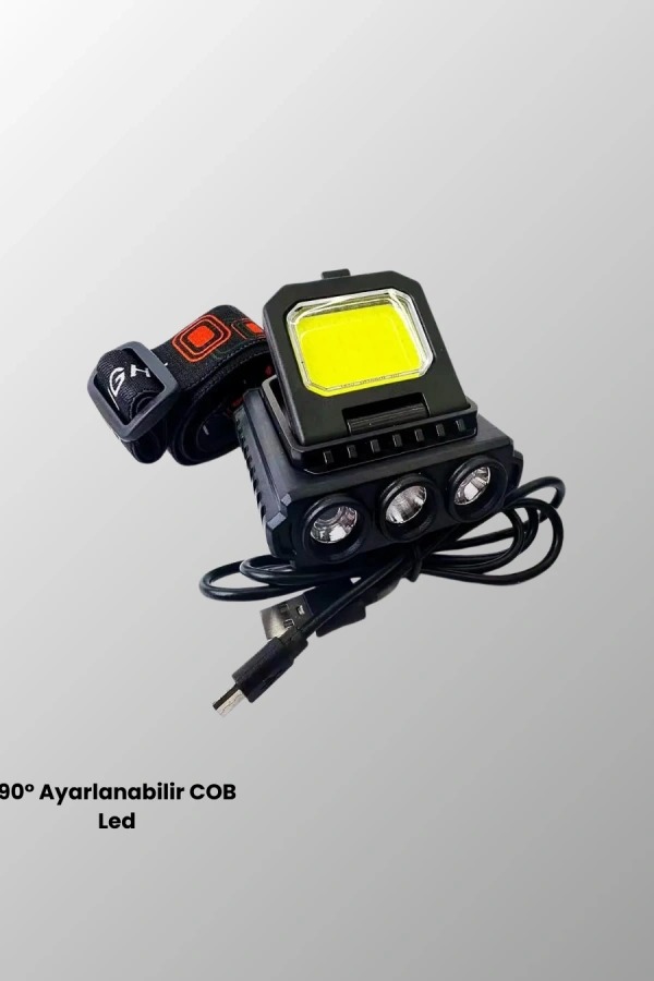 800 Lumen LED Kafa Lambası COB ve XPE Led Type C Şarjlı Ayarlanabilir