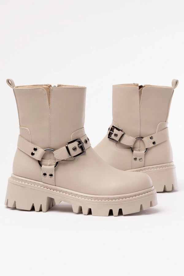 868-2015 Bej Fermuarlı Günlük Kadın Bot