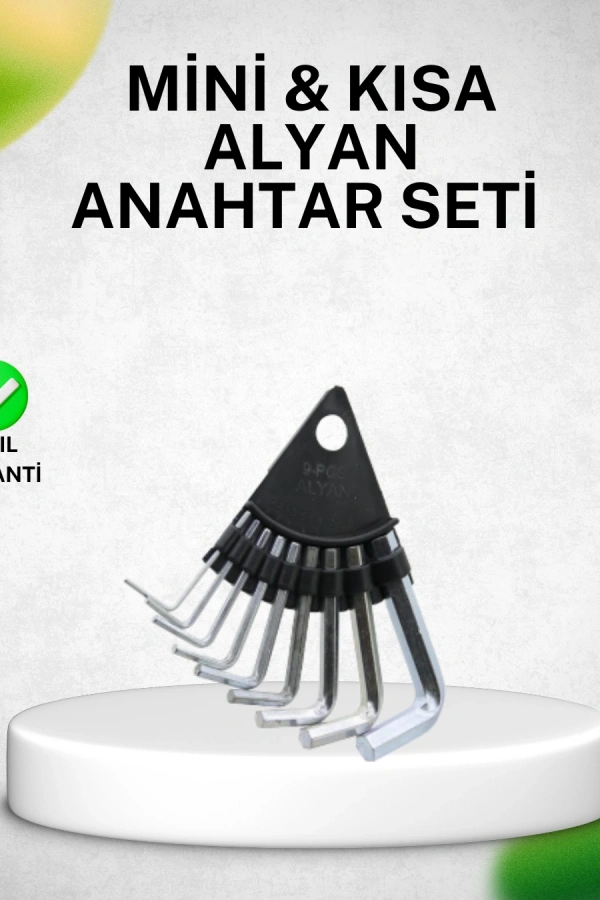9 Parça Alyan Anahtar Seti Isıl İşlem Görmüş Dayanıklı Çelik