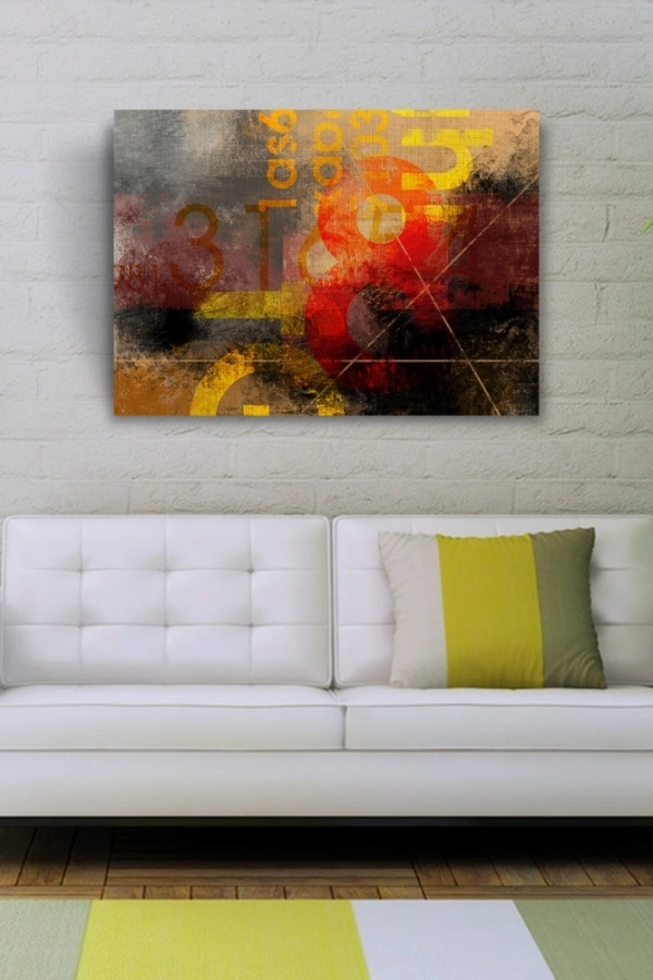 Afiş Sarı ve Kırmızı Tonlarda Kanvas Tablo 50 x 70