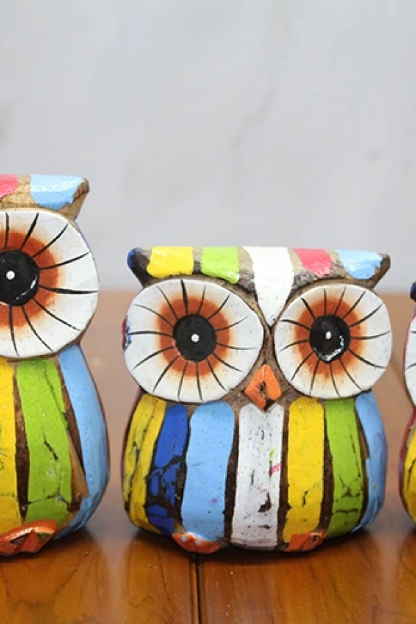 Ahşap 3lü Baykuş Seti Model 4