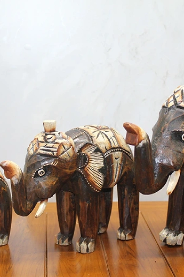 Ahşap 3lü Fil Seti