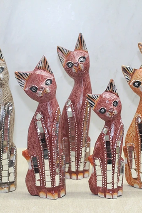 Ahşap 3lü Kedi Seti 30 Cm Model 2