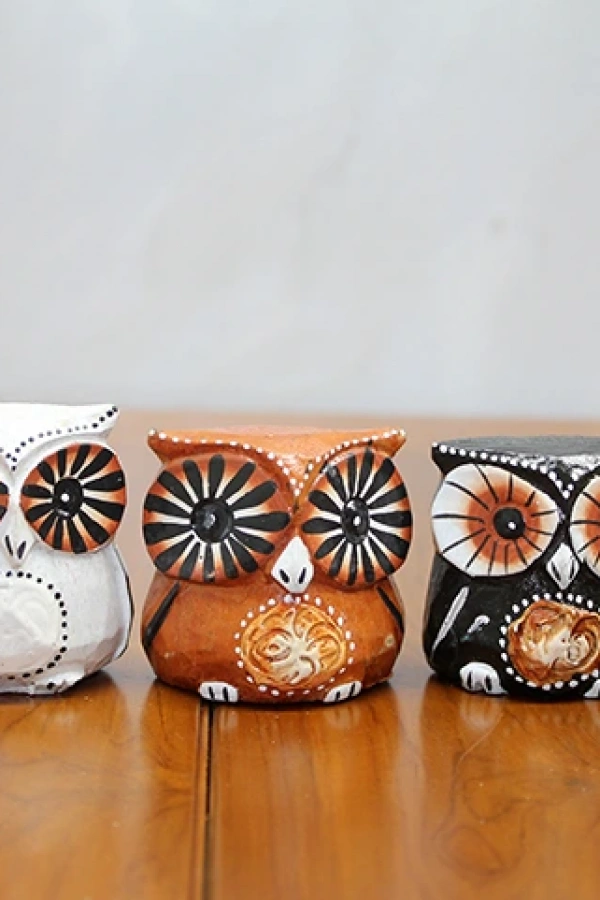 Ahşap 5li Baykuş Seti Model 3