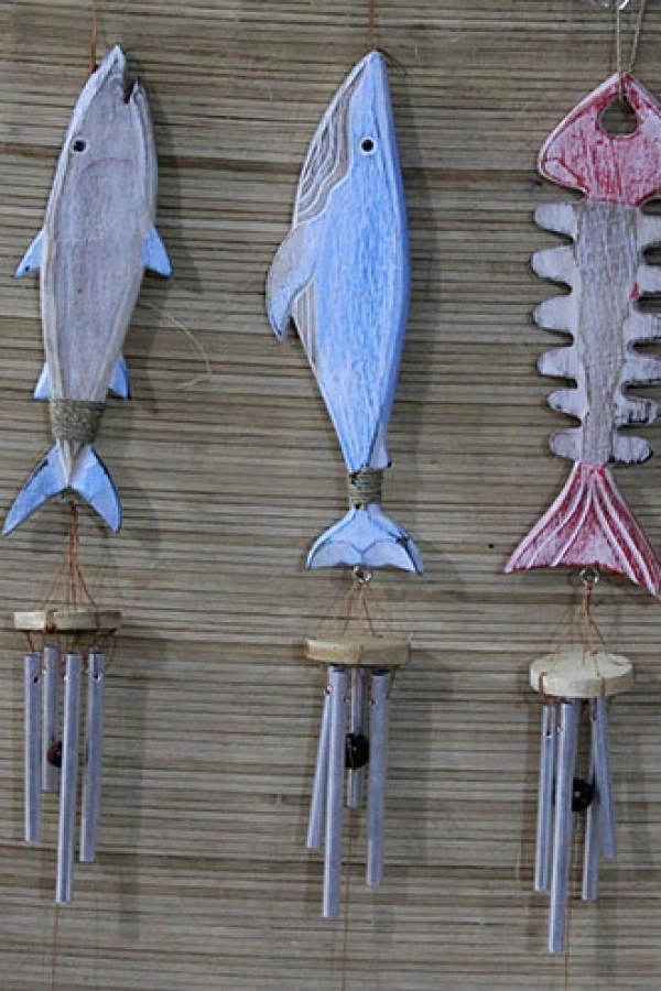 Ahşap Balıklı Metal Çan