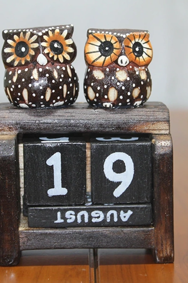 Ahşap Baykuş Takvim Küçük Boy