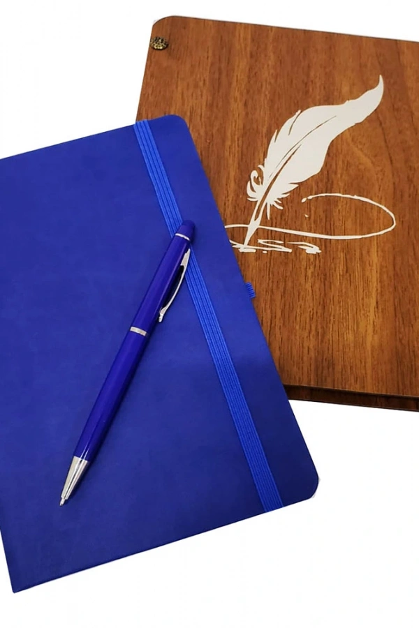 Ahşap Kutulu Defter ve Kalem Seti