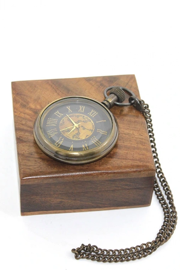 Ahşap Kutulu Pirinç Köstekli Saat Model 8