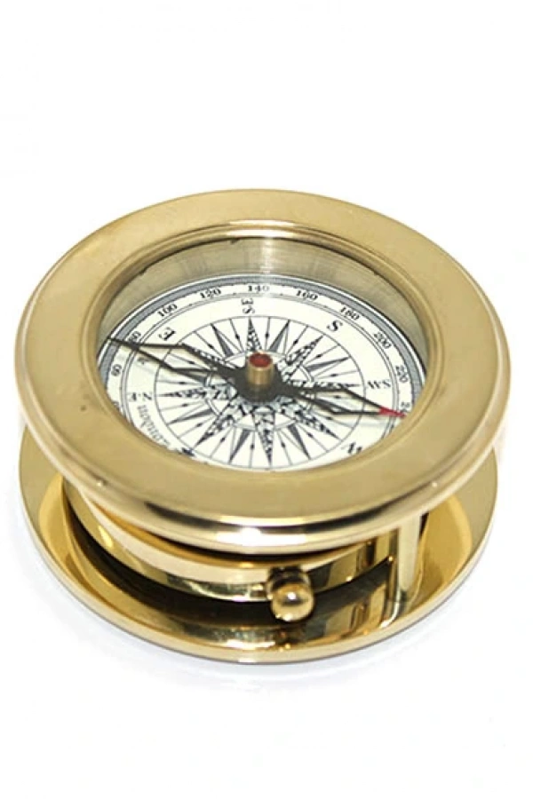 Ahşap Kutulu Pirinç Mercekli Pusula Model 2