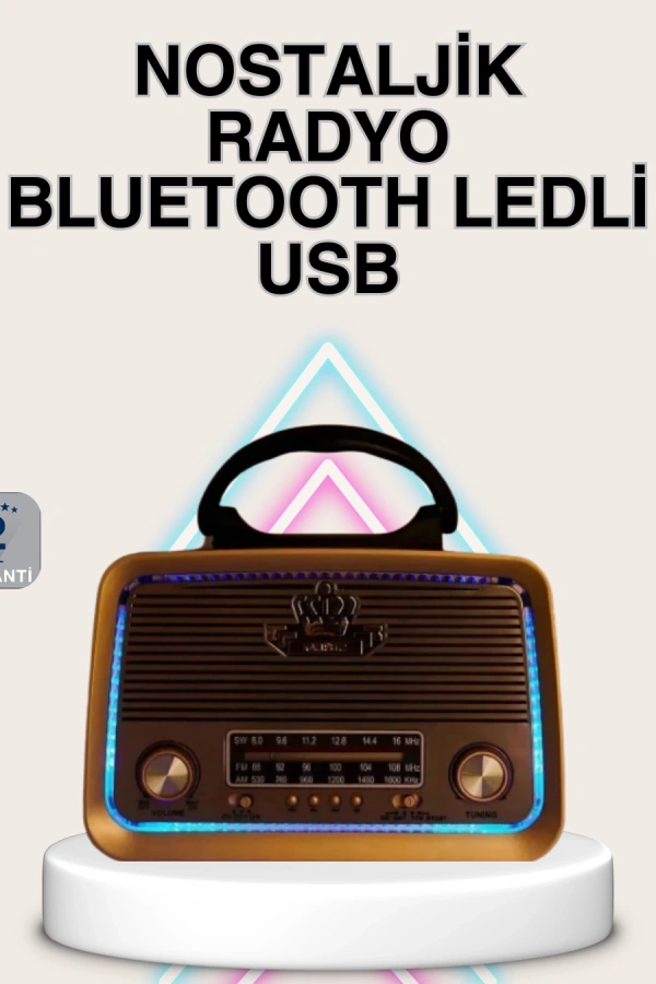 Ahşap Nostaljik Radyo Bluetooth USB SD Kart Destekli