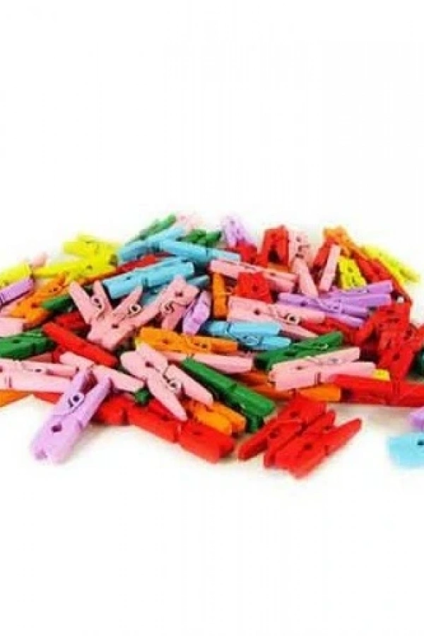 Ahşap Renkli Mini Mandal 100 Adet