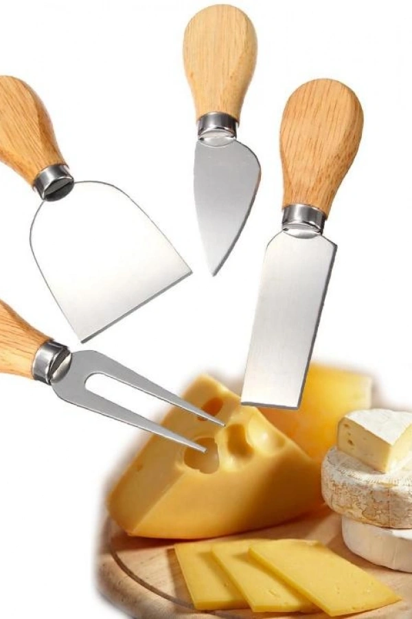 Ahşap Saplı 4 lü Peynir Bıçağı Seti