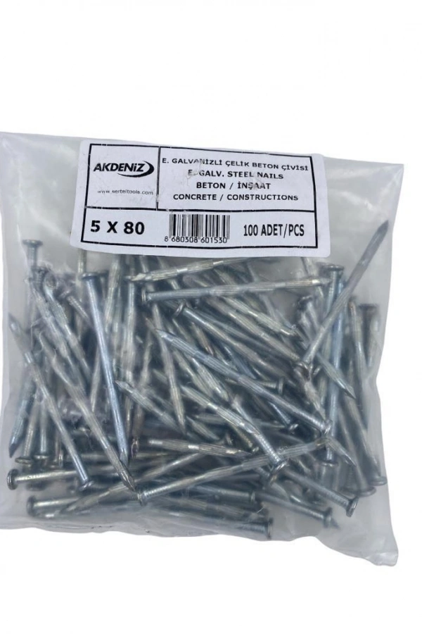 Akdeniz 5X80 Kanallı Çelik Çivi 100 lü