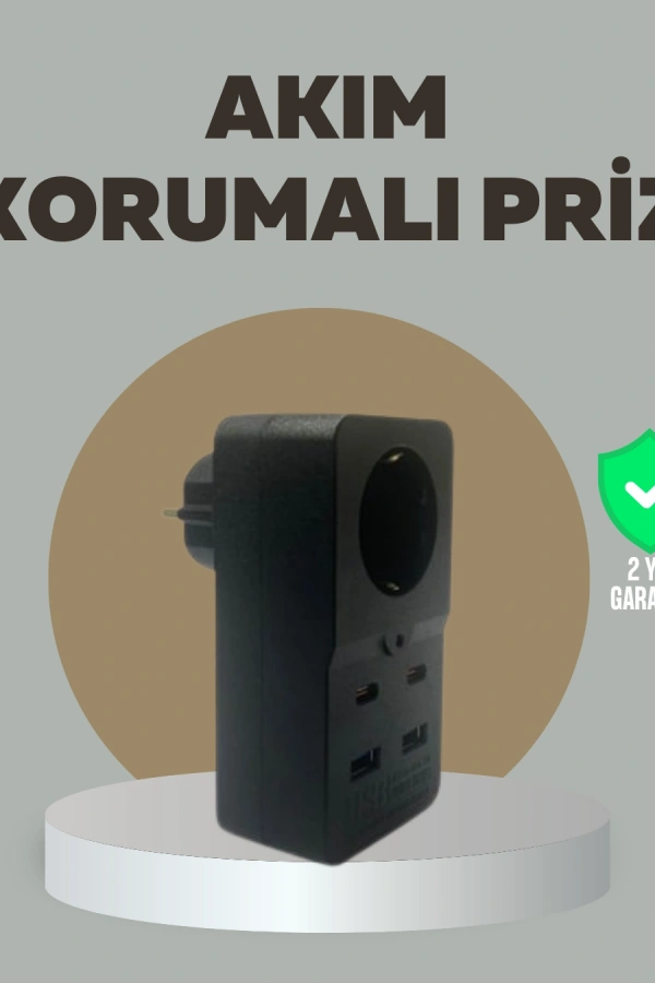 Akıllı Akım Dengelemeli Priz 2500W 4 USB Type C Çıkışlı