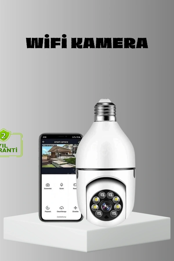 Akıllı Duy Kamera Gece Görüşlü ve Hareket Algılama Sensörlü