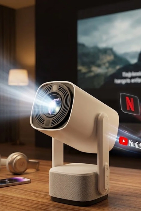Akıllı Projeksiyon Powerbankli Taşınabilir Sinema Projektörü 4k HD Kaliteli