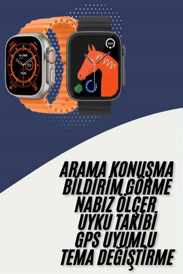 Akıllı Saat Kordon Hediyeli Güçlü Batarya Kapasiteli Titreşimli Bildirim Görme Unisex