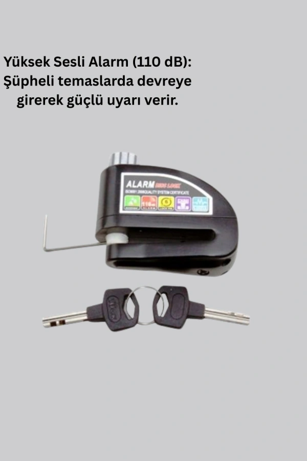 Alarm Sensörlü Disk Kilidi Motosiklet Scooter Bisiklet Güvenlik