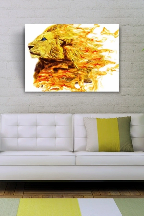 Alevler ve Erkek Arslan Kanvas Tablo 50 x 70