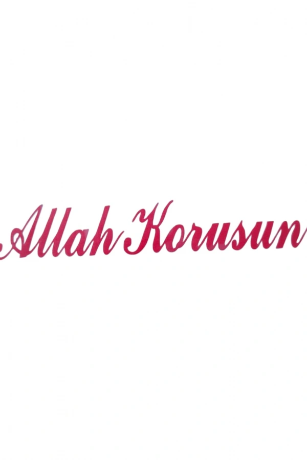 Allah Korusun Yazılı Oto Sticker Kırmızı 14x3cm