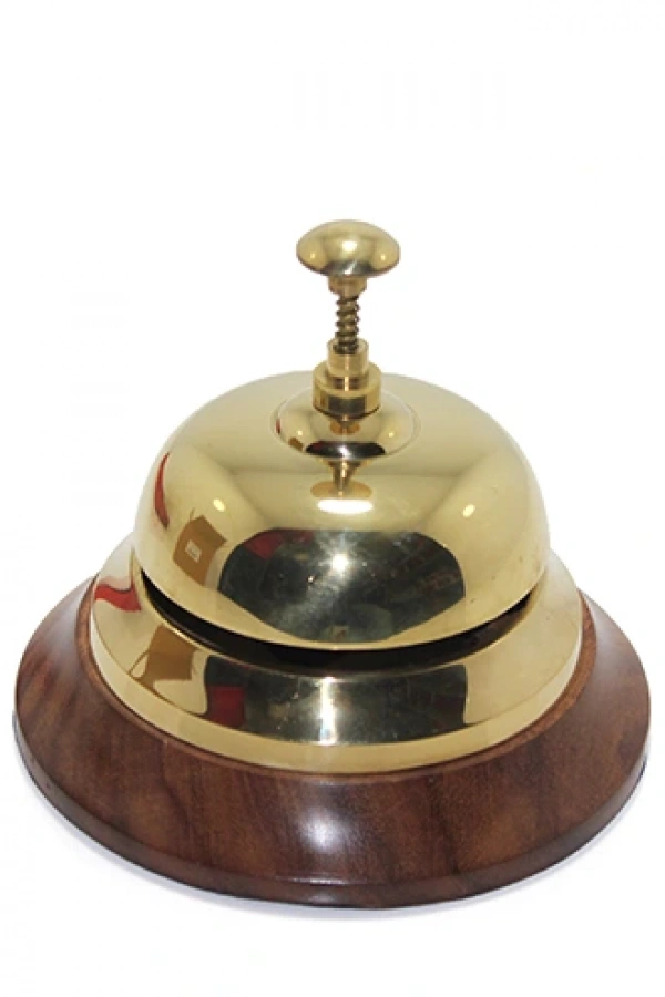 Altı Ahşap Üstü Pirinç Masa Üstü Resepsiyon Çanı