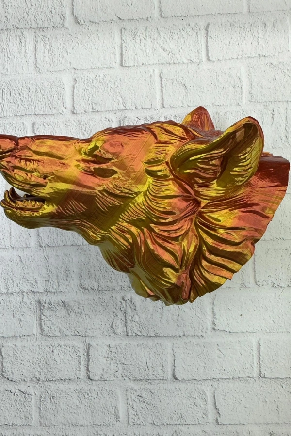 Altın Kaplama Görünümlü Kurt Duvar Süsü