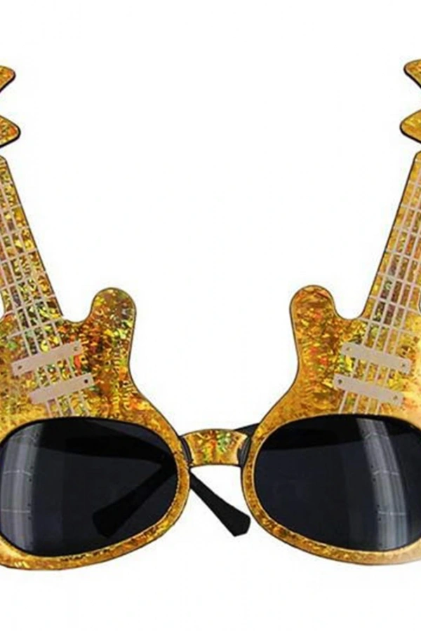 Altın Renk Gitar Şekilli Parti Gözlüğü
