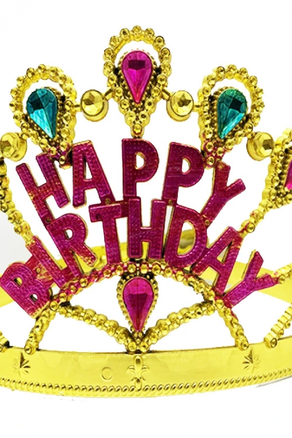 Altın Renk Happy Birthday Doğum Günü Tacı