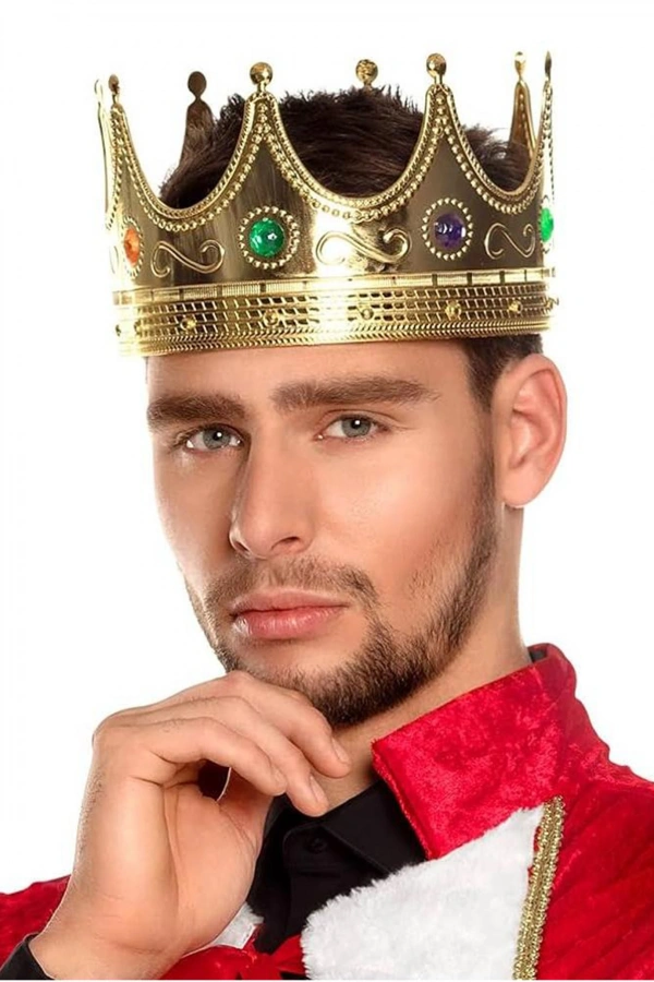 Altın Renk Yetişkin Çocuk Uyumlu Kral Tacı 60 cm