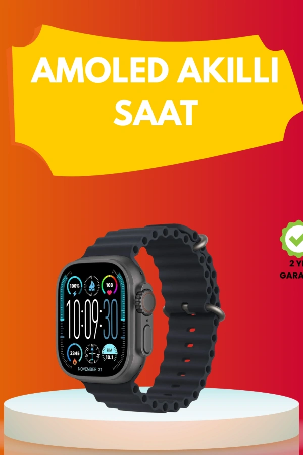 AMOLED Ekran 49mm Ultra Tasarım 3 Kordonlu Akıllı Saat