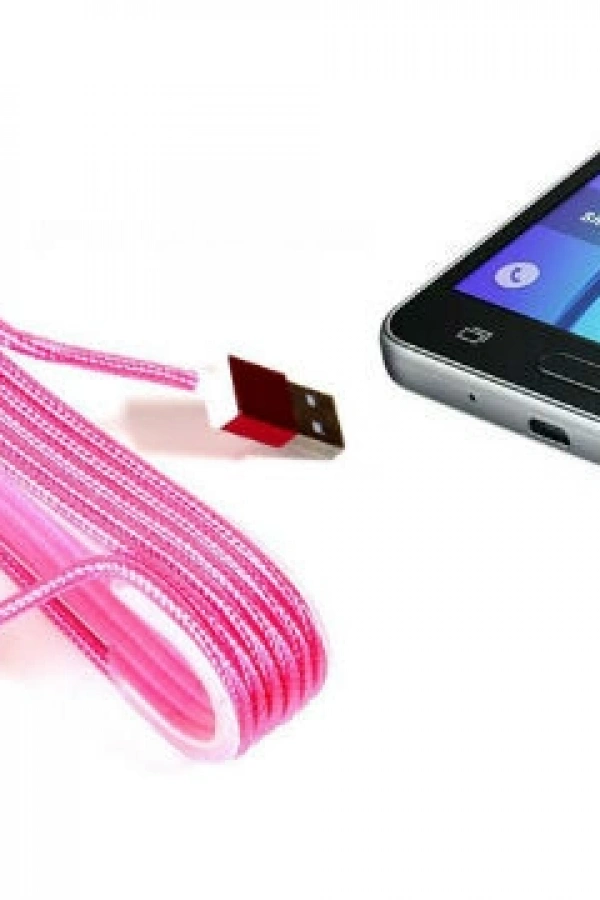 Android Örgü Şeklinde Renkli Çelik Şarj Data Kablosu - Pembe