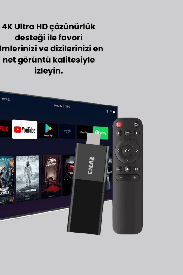 Android TV Stick 2GB RAM 16GB Depolama Kapasiteli