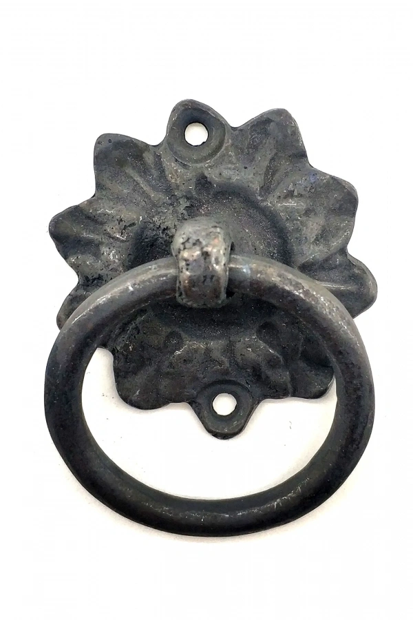 Antika Tarz Dekoratif Pirinç Çiçek Mobilya Kulbu, Kapı Kilit Halkası - 50mm, Oksit