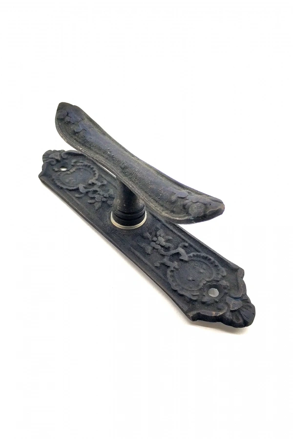 Antika Tarz Dekoratif Pirinç Çiçekli Pencere Kolu - 165x38 mm, Oksit