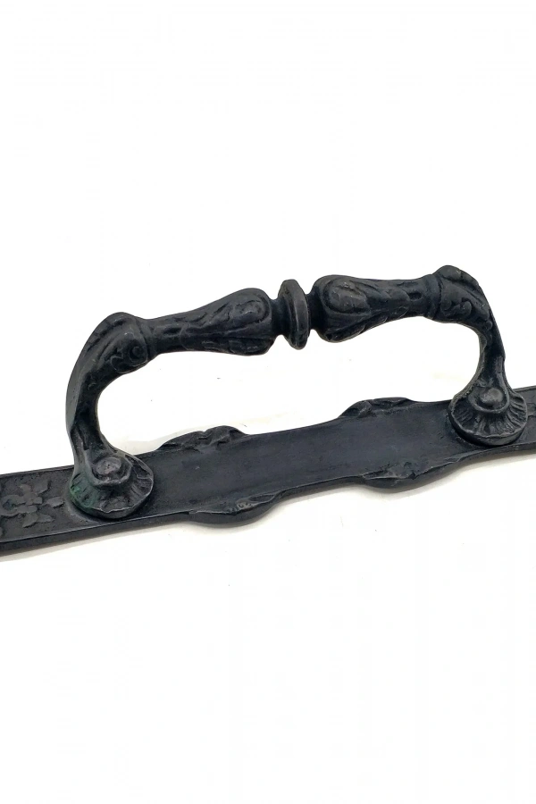 Antika Tarz Dekoratif Pirinç Dar Yan Çekme Kapı Kolu - 225x37 mm, Oksit