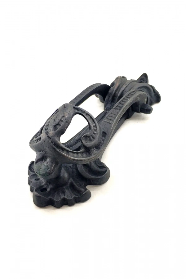 Antika Tarz Dekoratif Pirinç Doğa Kapı Tokmağı, Taktak - 205x73 mm, Oksit