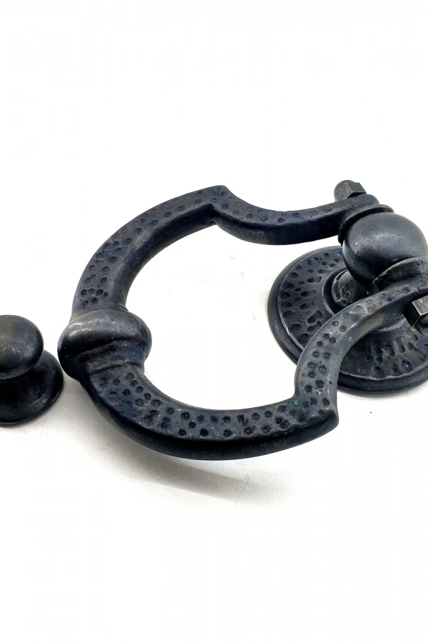 Antika Tarz Dekoratif Pirinç Dövme Kapı Tokmağı, Taktak - 150x105 mm, Oksit