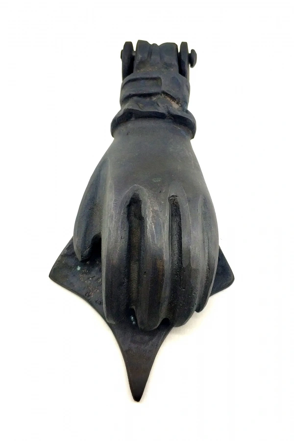 Antika Tarz Dekoratif Pirinç El Kapı Tokmağı, Taktak - 167x75 mm, Oksit