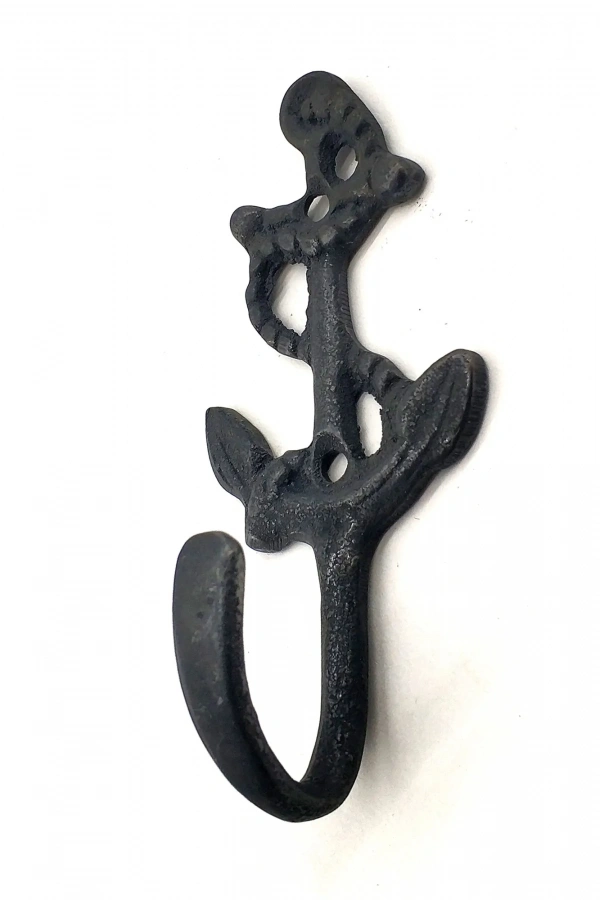 Antika Tarz Dekoratif Pirinç Halatlı, Çapa, Denizci, Gemici  Askı - 95x42mm,  Oksit