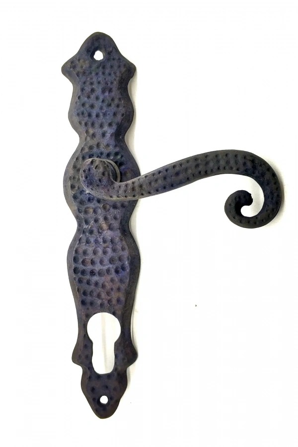 Antika Tarz Dekoratif Pirinç Kıvrık Yale Kapı Kolu - 210x43 mm, Oksit