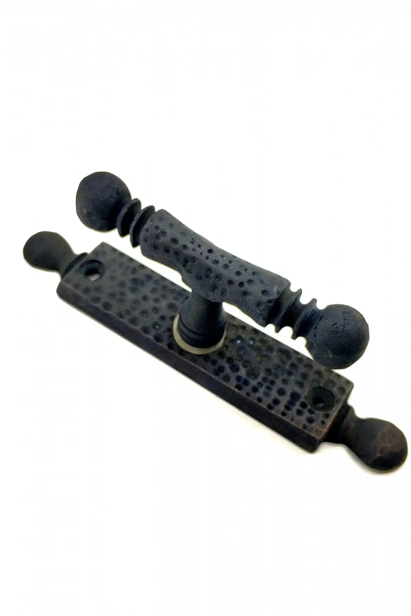 Antika Tarz Dekoratif Pirinç Misket Pencere Kolu - 165x32 mm, Oksit