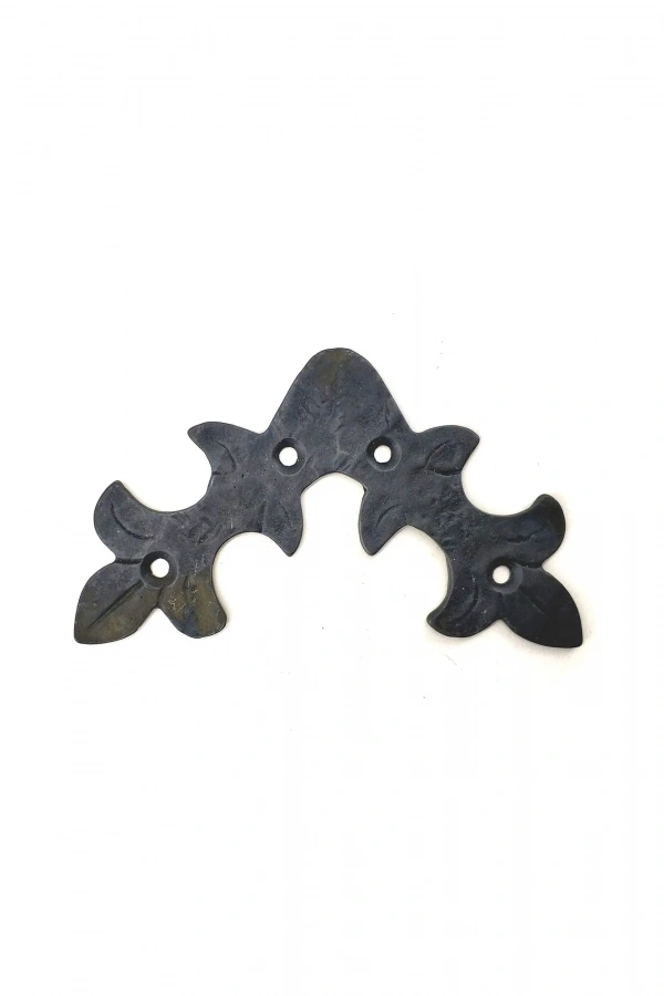 Antika Tarz Dekoratif Pirinç Yaprak Gönye - 100x110 mm, Oksit