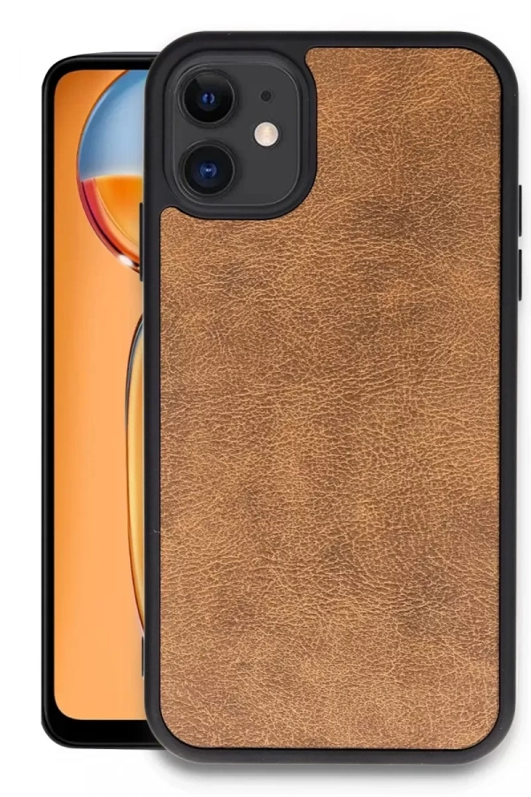 Apple iPhone 11 Kılıf Aras Deri Kapak - Taba