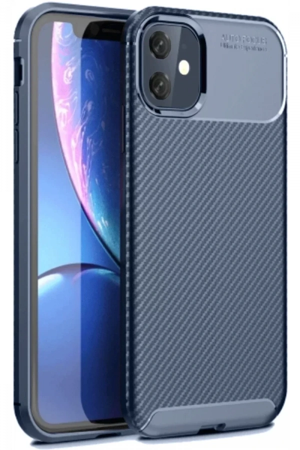 Apple iPhone 11 Kılıf Auto Focus Karbon Kapak - Lacivert