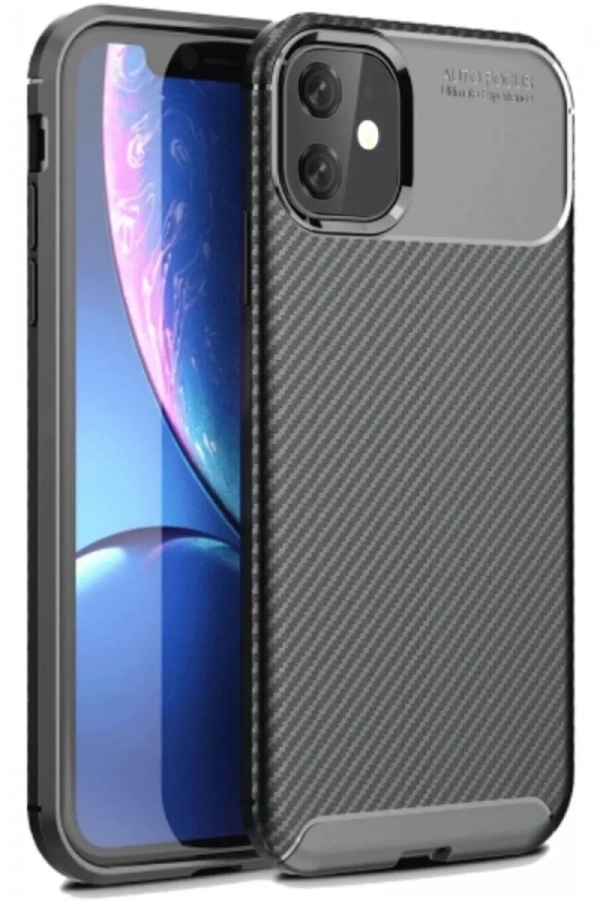 Apple iPhone 11 Kılıf Auto Focus Karbon Kapak - Siyah