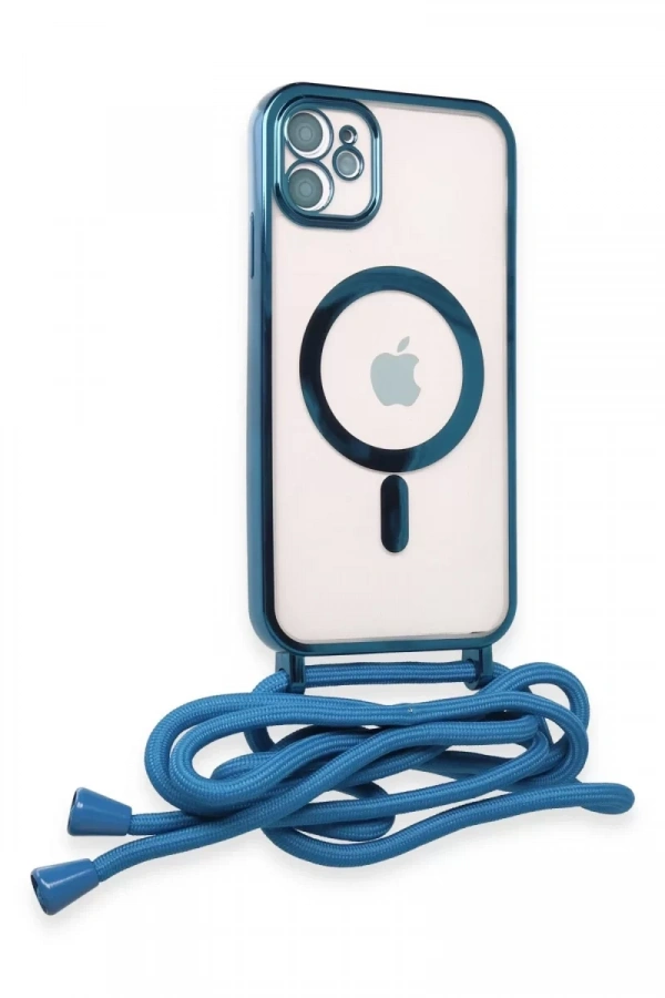 Apple iPhone 11 Kılıf Divo Lazer Askılı Magsafe Kapak - Sierra Blue