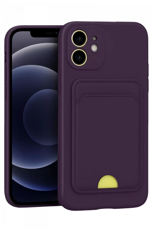 Apple iPhone 11 Kılıf Kelvin Kartvizitli Silikon - Derin Mor