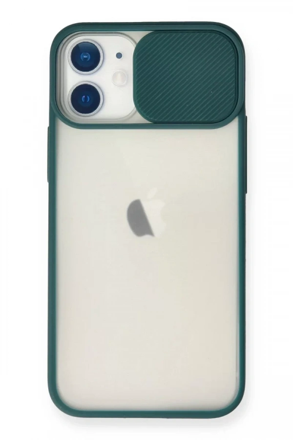 Apple iPhone 11 Kılıf Palm Buzlu Kamera Sürgülü Silikon - Yeşil