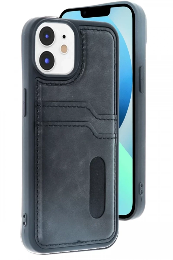 Apple iPhone 11 Kılıf Sara Kartvizitli Deri Kılıf - Siyah